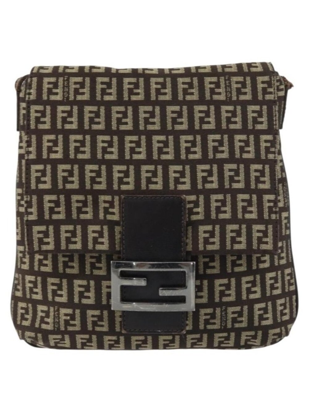 Authentic FENDI Zucchino Canvas Mamma Baguette Shoulder Bag Brown Silver - Picture 9 of 16